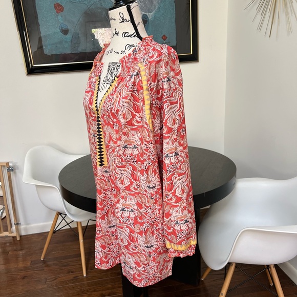 Orange floral tunic top. Size XL. Like New - Picture 2 of 6